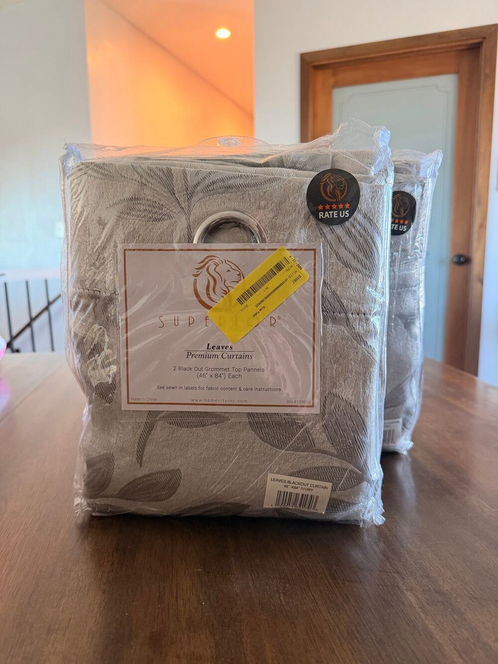 Superior Premium Curtains Leaves Design Print Black Out